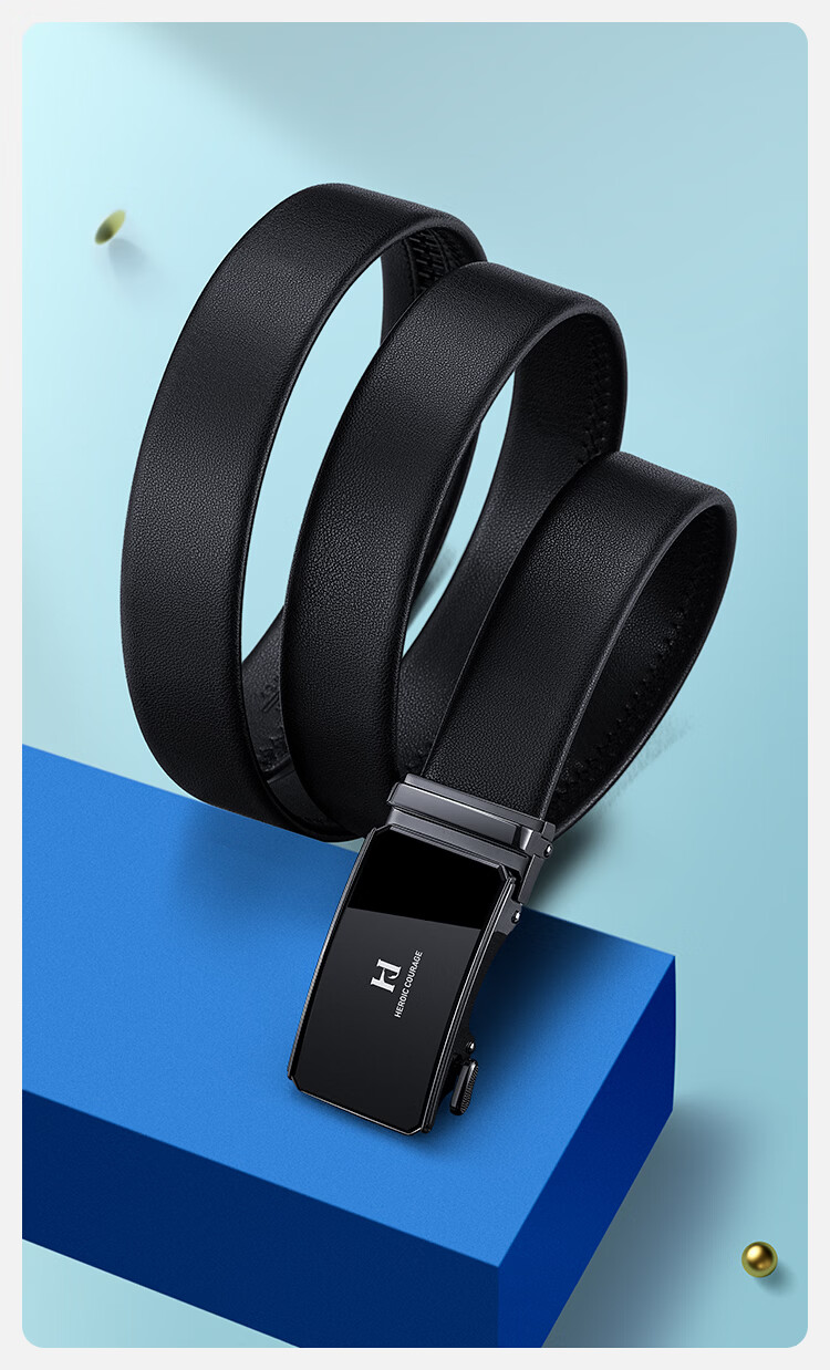 HLA Men's Genuine Leather Automatic Buckle Belt Gift Box Business New Style Birthday Gift for Dad and Husband 11