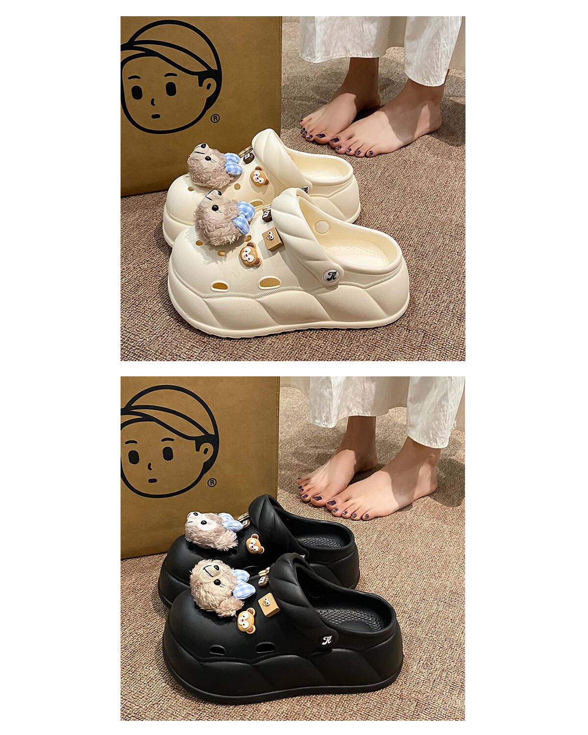 TonLion Women's Sandals 2026 Summer Breathable Hole Shoes Thick Sole Height Increasing Casual Beach Shoes Fashion Blue Size 40/41 6