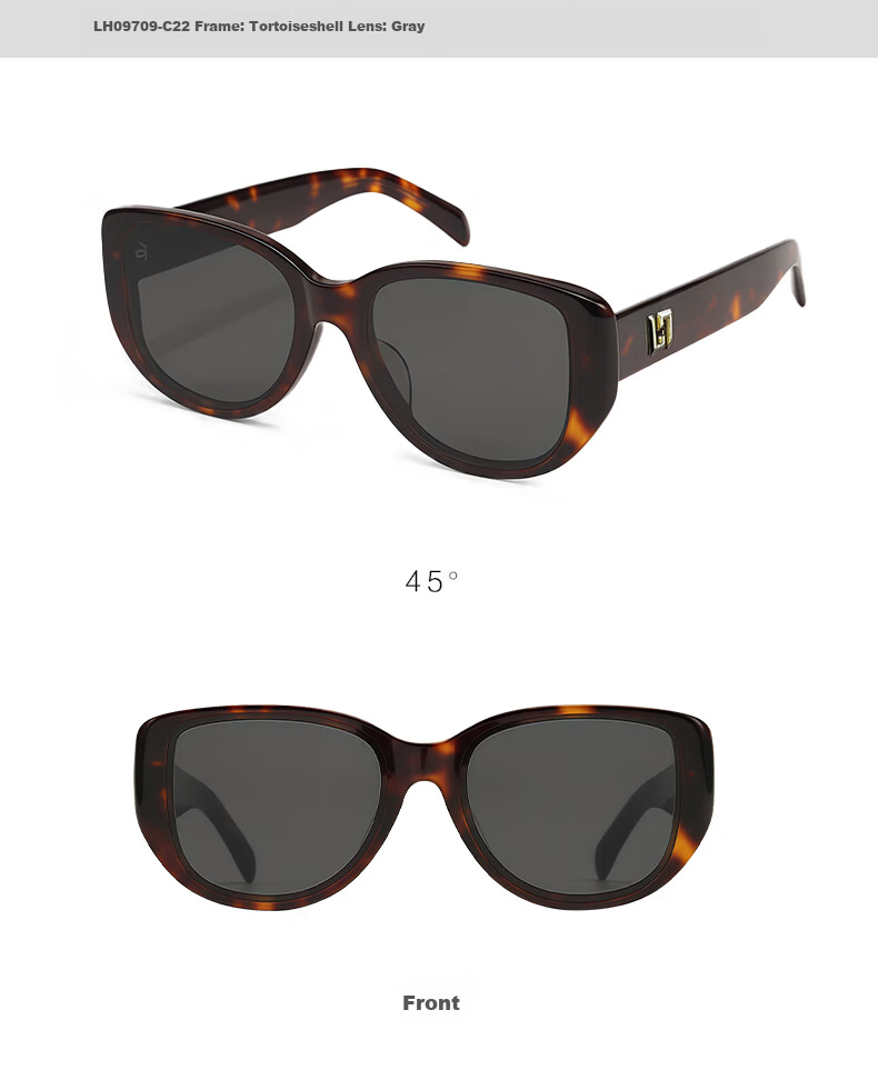 LOHO Cat Eye Sunglasses for Women Large Frame Wide Edge Square Round Face Slimming Retro UV Protection Driving Sunglasses Professional 13