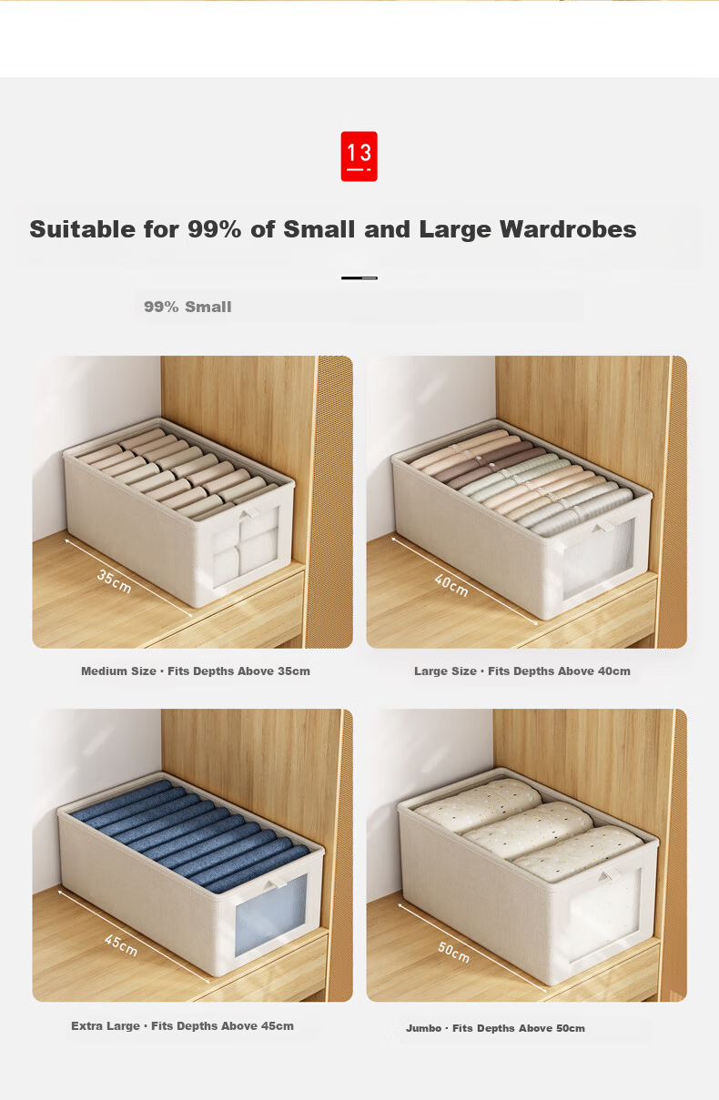 Zhifan Japanese Clothing Storage Box Household Fabric Foldable Organizer for Clothes and Pants Wardrobe Layer Divider 17