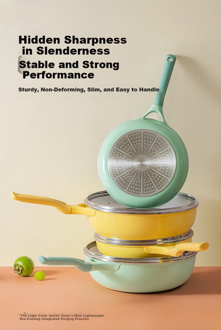 Buydeem Spring Bud Non-Stick Frying Pan 26cm Light Yellow for Induction and Gas Cooktops 3