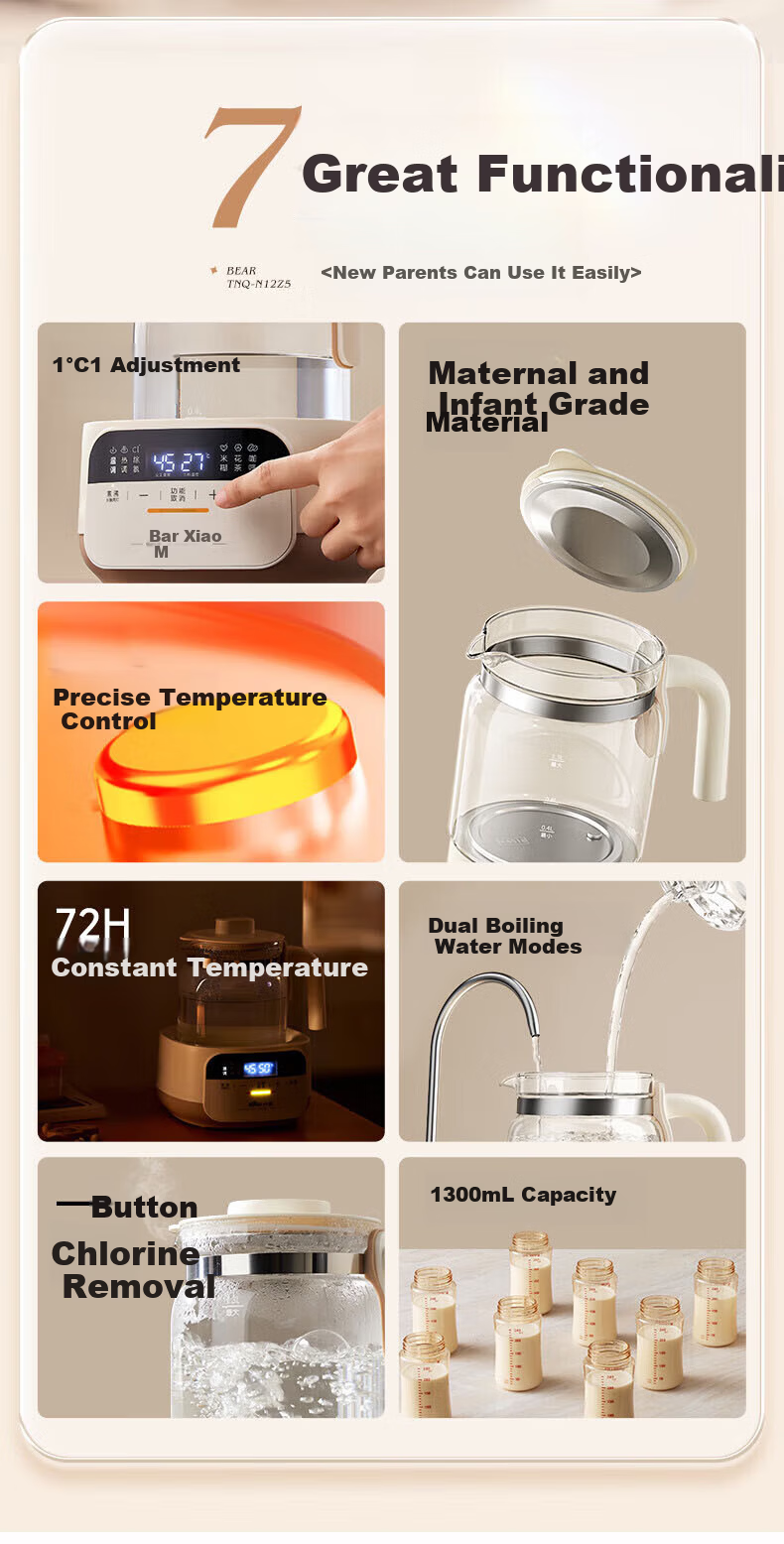 Bear Baby Formula Maker Intelligent Milk Warmer Glass Electric Thermos Kettle Health Pot 3