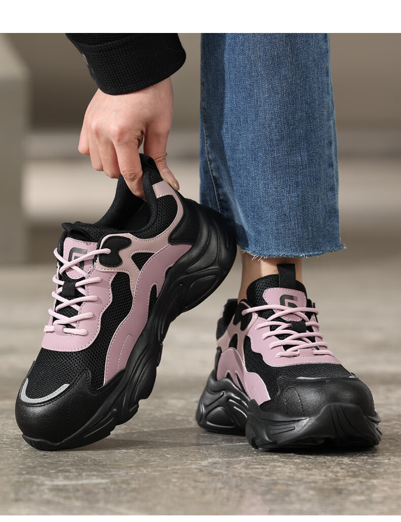 Junbu Women's Safety Work Shoes Anti-Smash Anti-Puncture Steel Toe Waterproof Ultra-Light Soft Sole Comfortable Construction Shoes 5076 Size 37 14