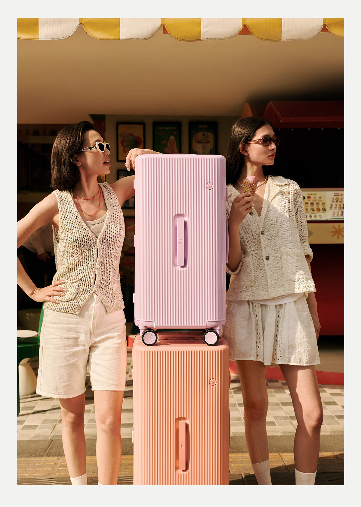 ITO PISTACHIO 2 STRIPED Dream Pink, 20-Inch Carry-On Luggage, Suitcase, Trolley Case, Travel Case 4