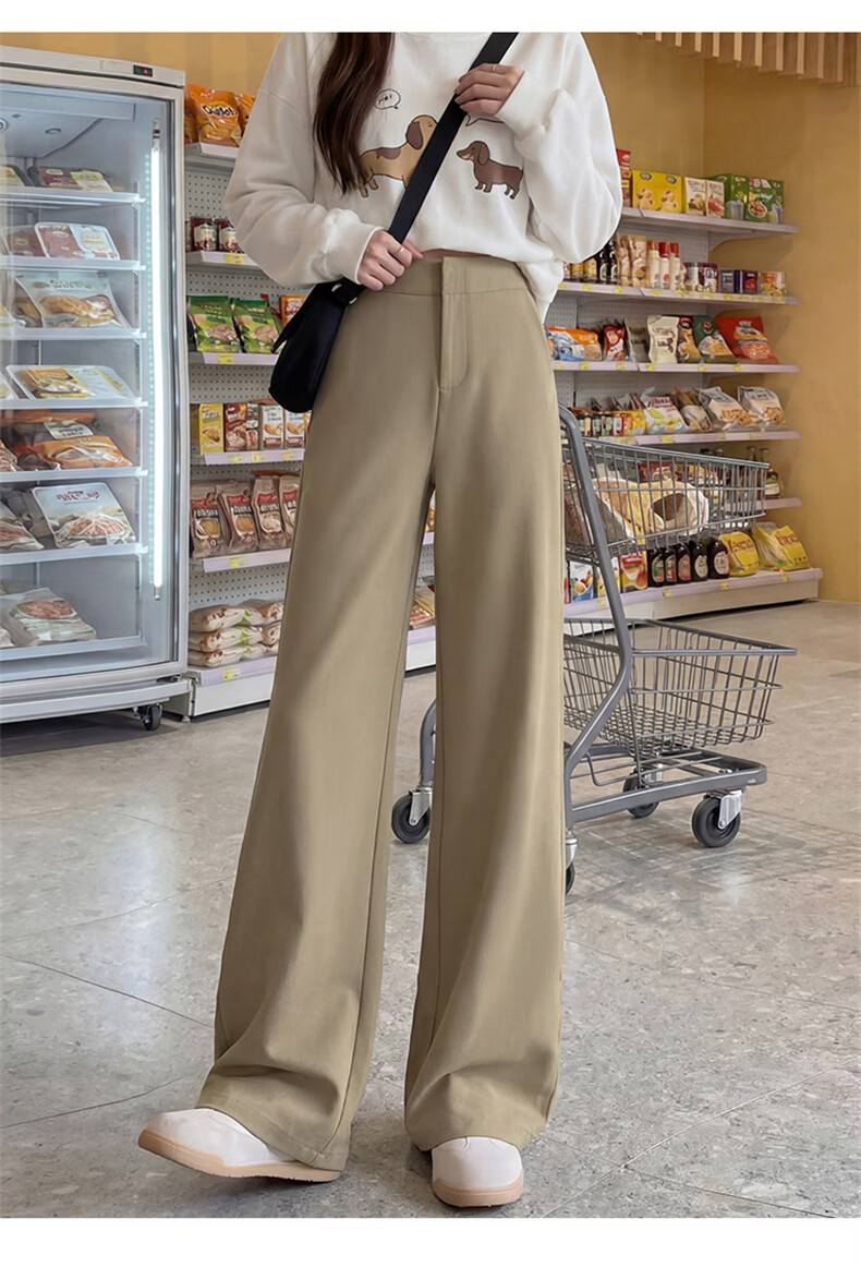 Langsha Women's Suit Pants 2026 Spring Autumn New High-End Commuter Casual High-Waist Straight Slimming Vintage Wide-Leg Pants 12