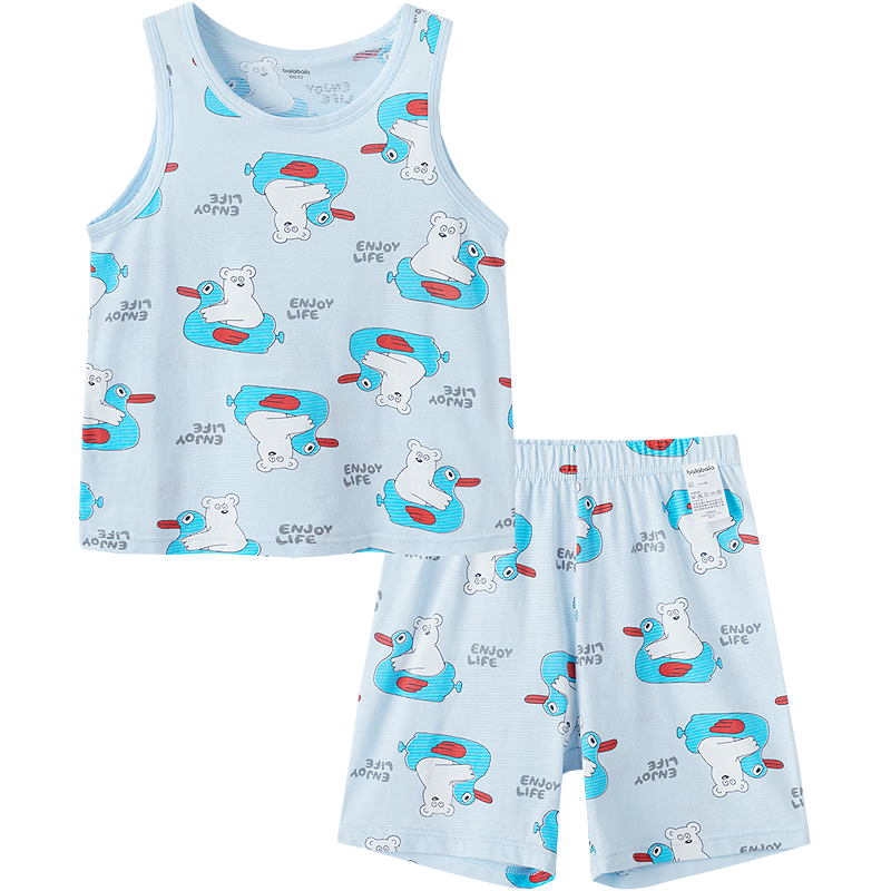 Balabala Baby Vest Set Summer Air-Conditioned Clothing Children's Pajamas Toddler Boys Homewear Comfortable Sleeveless