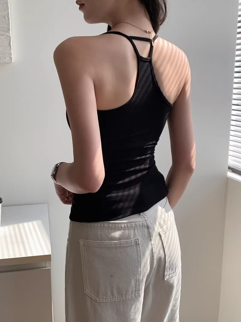 SNOWFLYING Women's Cotton Seamless Back Strap Vest with Chest Pad, Anti-Exposure Sports Summer Sleeveless Top 19