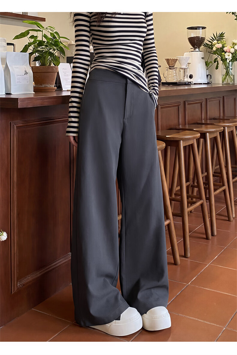 Langsha Women's Suit Pants 2026 Spring Autumn New High-End Commuter Casual High-Waist Straight Slimming Vintage Wide-Leg Pants 21