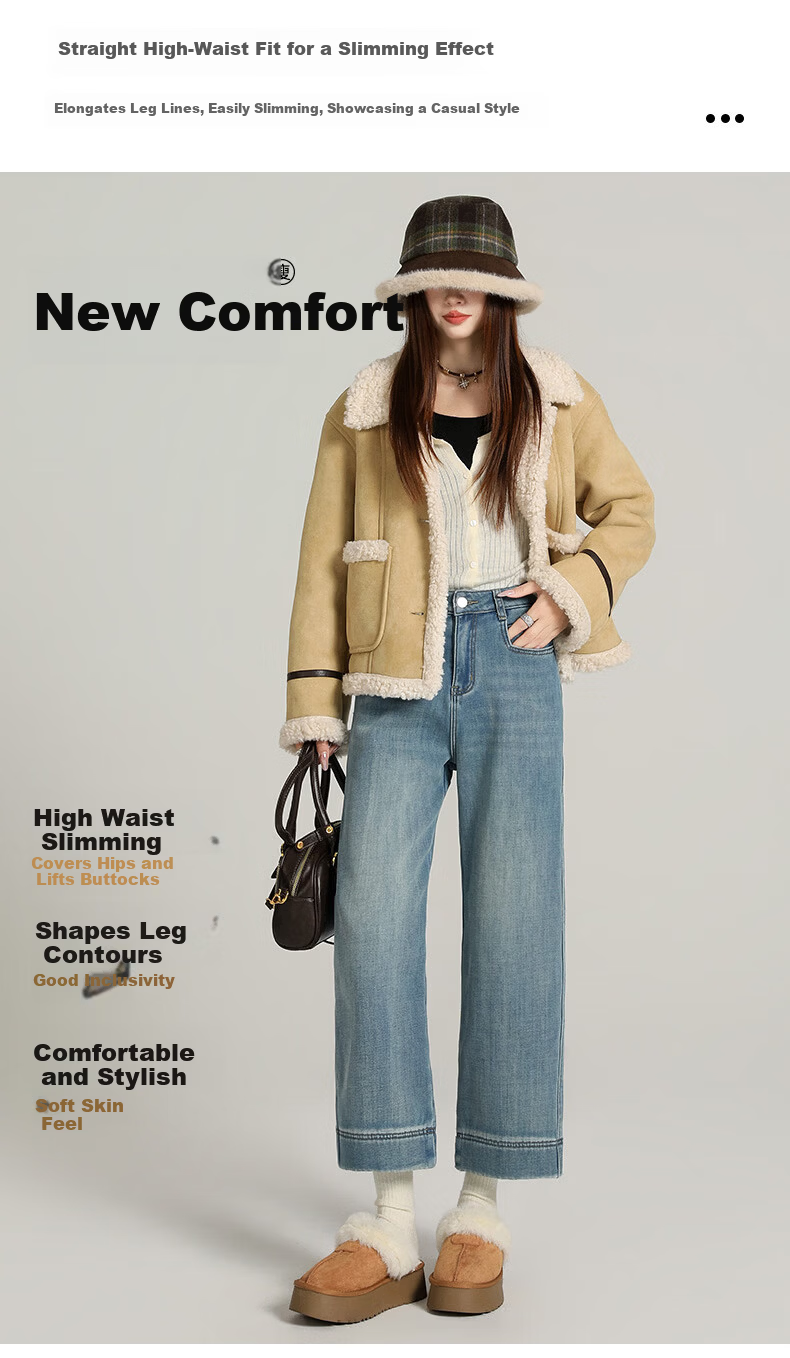 Borui Women's Loose Stretch High-Waist Cropped Straight-Leg Jeans 2026 New Spring Autumn Casual Pants for Petite 6