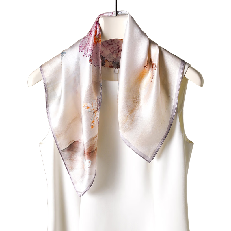 Hangsilu Silk Scarf for Women, Square Silk Scarf, Mulberry Silk, Chinese Style, Outer Wear, Birthday Gift, Holiday Gift for Mom, Best Friend, Elders