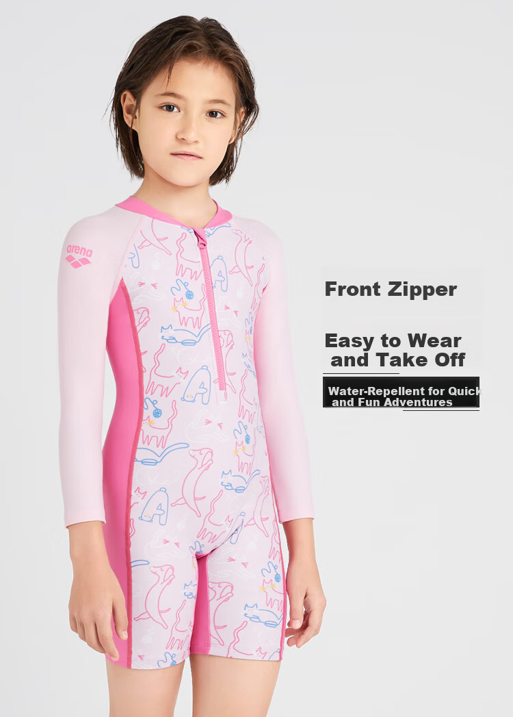 Arena Kids Long Sleeve One-Piece Swimwear Comfortable Sun Protection Chlorine Resistant Cute Children's Swimwear 10
