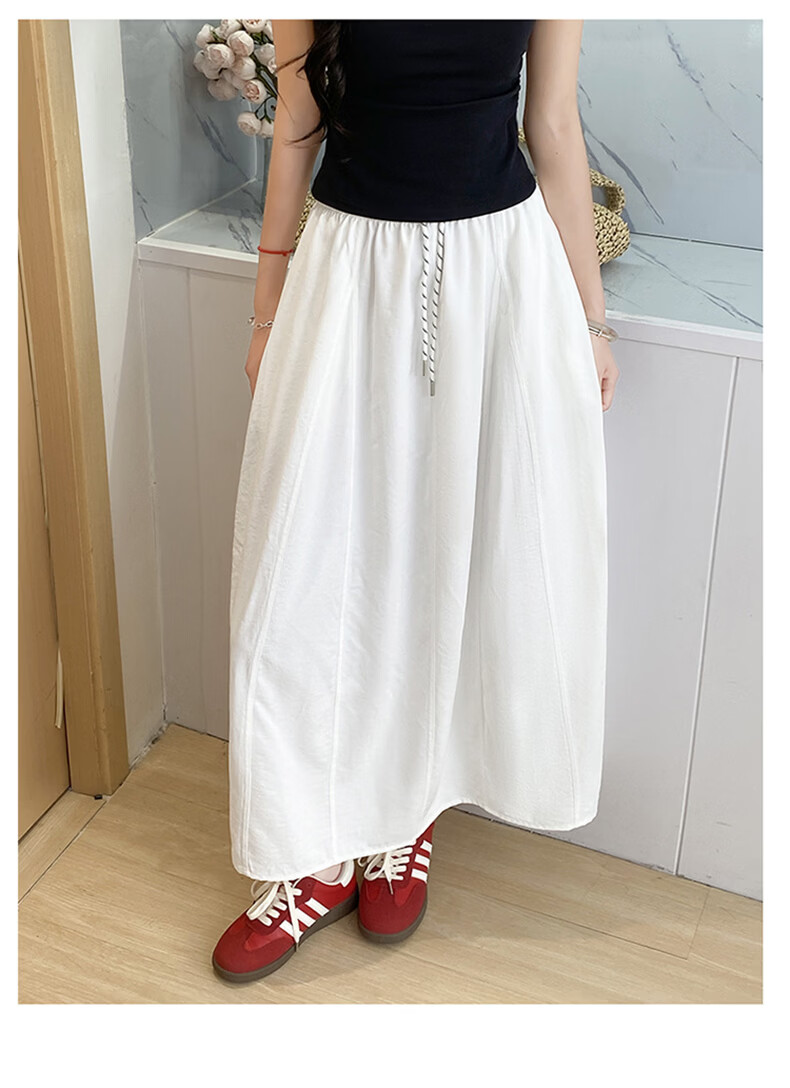 Langsha Women's Workwear Summer Skirt 2026 New High Waist Thin Plus Size A-Line Mid-Length Flowing Pumpkin Skirt 23