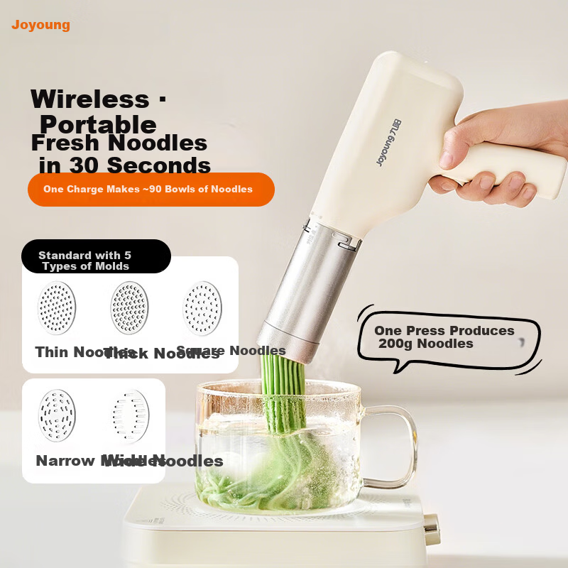 Joyoung Handheld Electric Noodle Maker 30-Second Quick Noodle Extruder Rechargeable Stainless Steel Pasta Machine M2-MS100