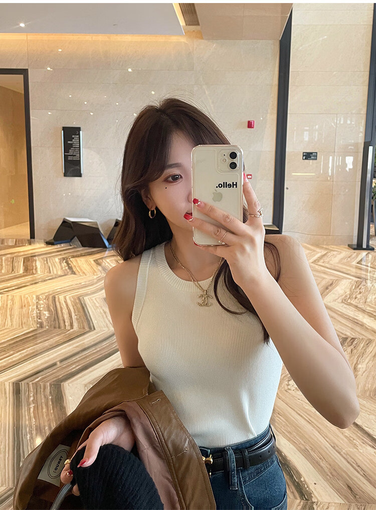 YUZHAOLIN White Knitted Crew Neck Sleeveless Vest Women's Innerwear 2026 Spring Summer New High-Quality Sleeveless Outerwear Top 19