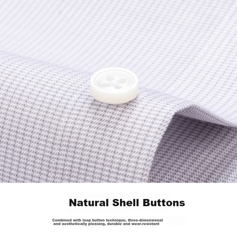 Shanshan [200-Thread Mulberry Silk DP Non-Iron] Men's Long Sleeve High-End Luxury Shirt Light Gray Houndstooth 43 8