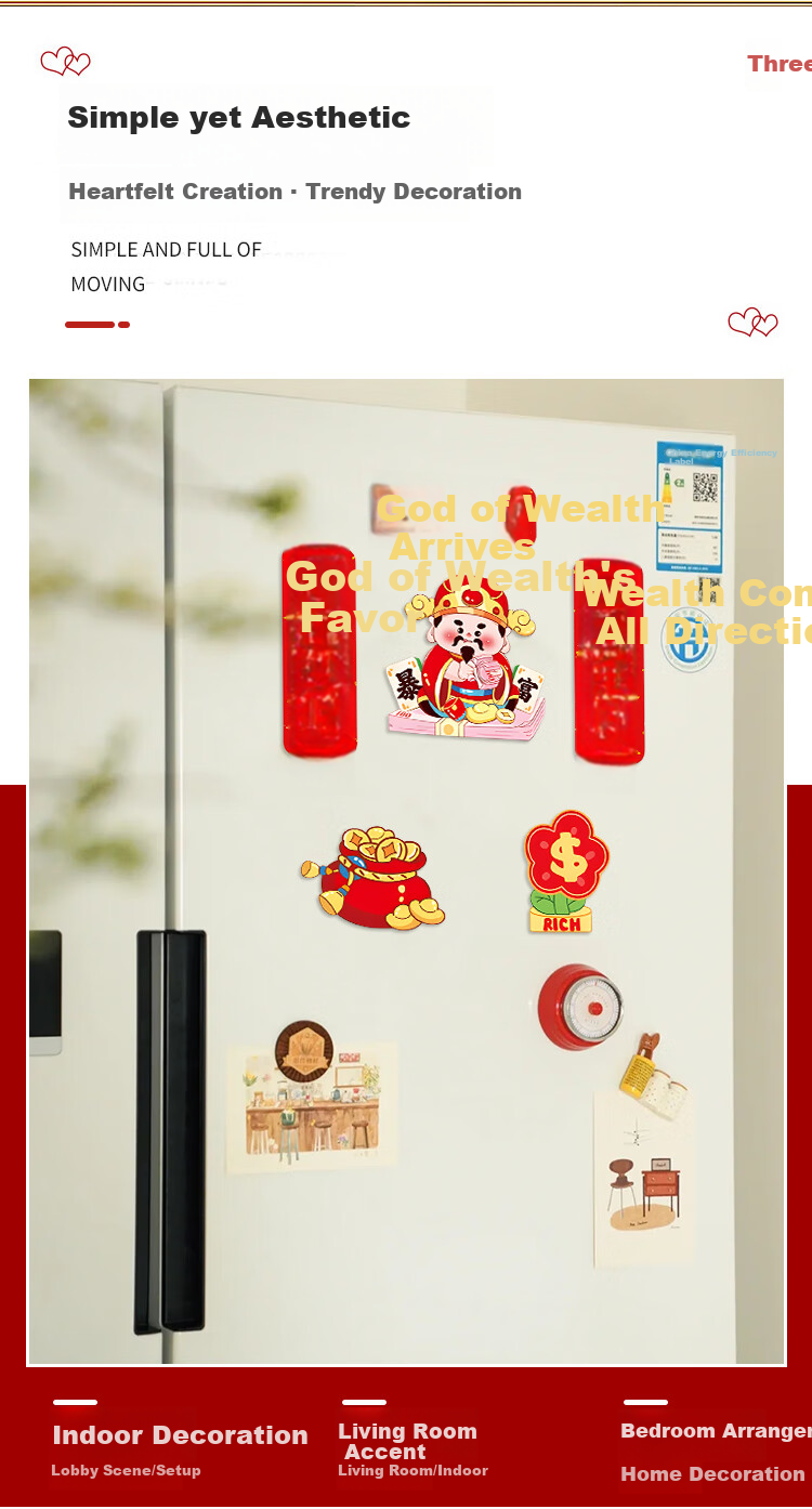 Yishiqing 2026 New Year Magnetic Refrigerator Magnet Creative Festive Atmosphere Scene Decoration Moving Home Ornament 3