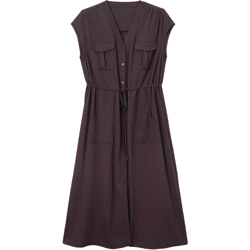 Demana Elegant Aesthetic Summer Urban Style V-Neck Raglan Sleeve Waist-Defining Slimming Concealed Dress for Women High-End Feel
