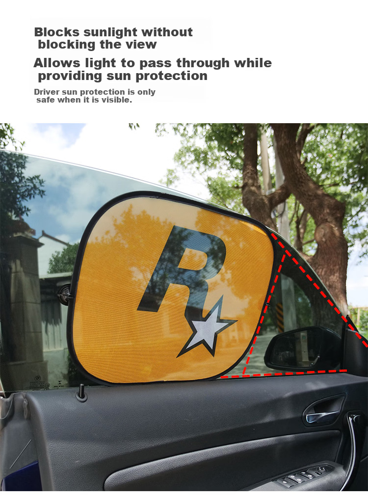 Digalun Car Side Window Sunshade Creative Vehicle Sunshade Mesh Curtain Suction Cup Solar Side Window Sunshade Board Heat Insulation Trendy R-Star Pair 3
