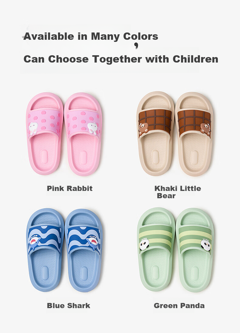 Cheerful Mario Panda Kids Slippers Boys Indoor Summer Bath Non-Slip Parent-Child Large Children Girls 2025 New Style 6