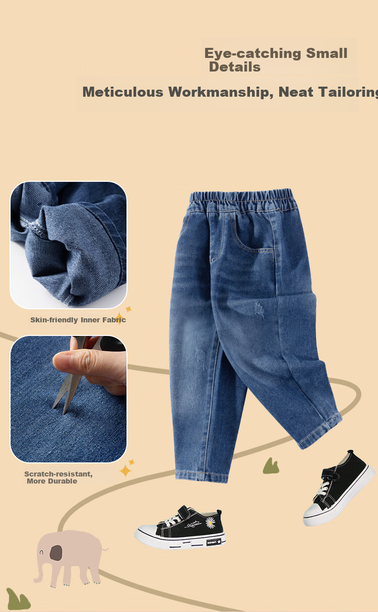 Snoopy Boys' Denim Jeans 2026 Spring Loose Casual Trousers Fashionable Cool Kids' Spring Pants 7