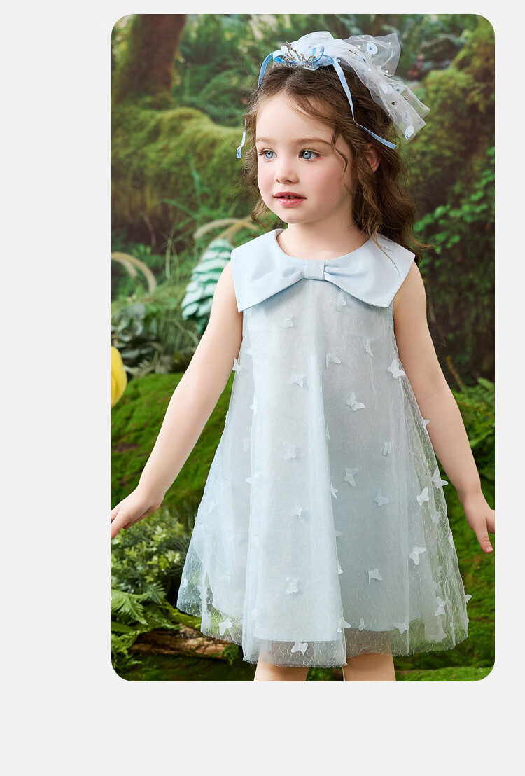 ASK JUNIOR Summer Kids Sleeveless Vacation Dress Toddler Mesh Princess Dress for Girls 12