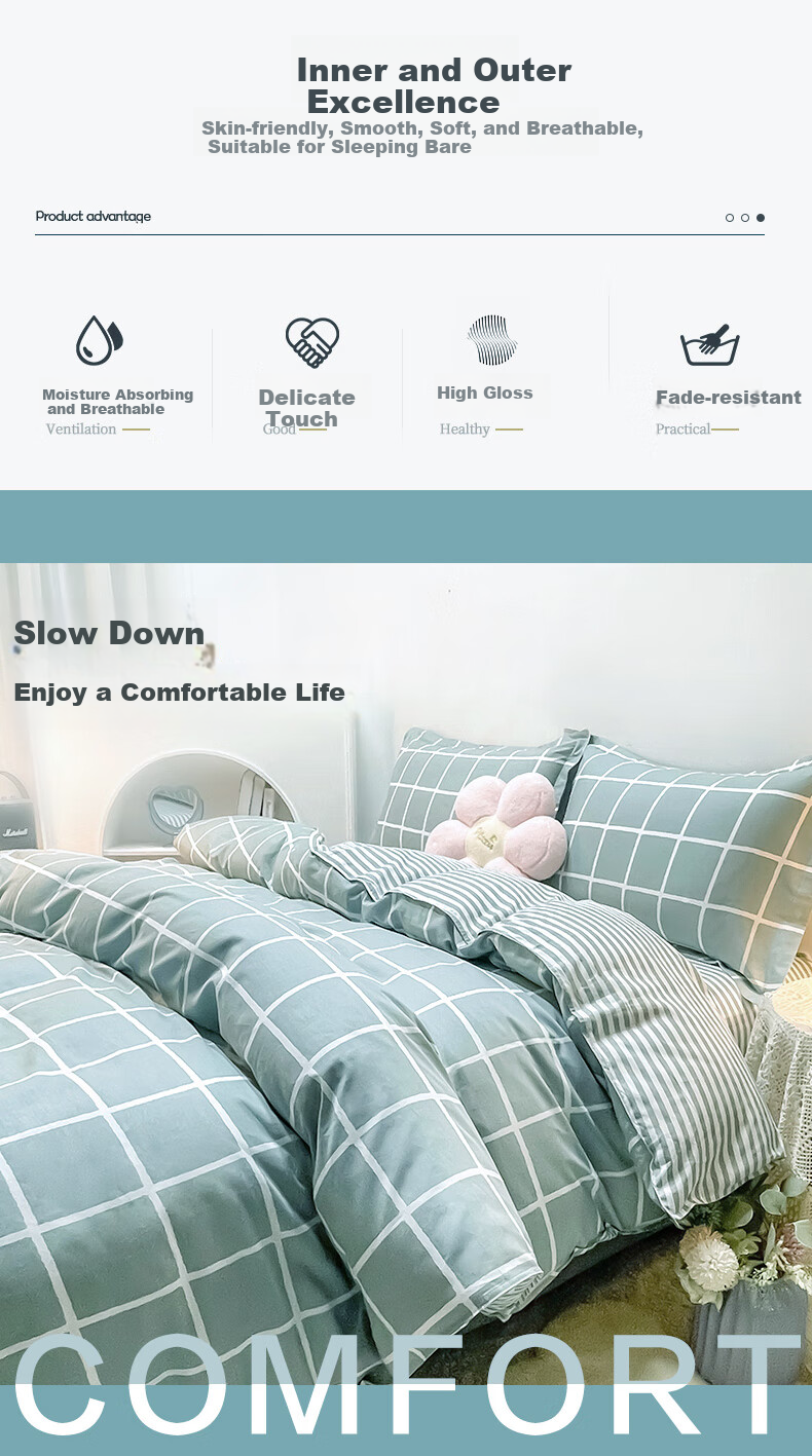 AVIVI Dormitory Bedding Set Three-Piece Student Single Bed Sheet Quilt Cover Pillowcase Yage Era Quilt Cover 150*200cm 3