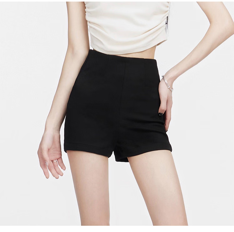 Borui Spring Summer Women's Shorts 2026 New A-Line Black High Waist Slim Sexy Hot Pants 7