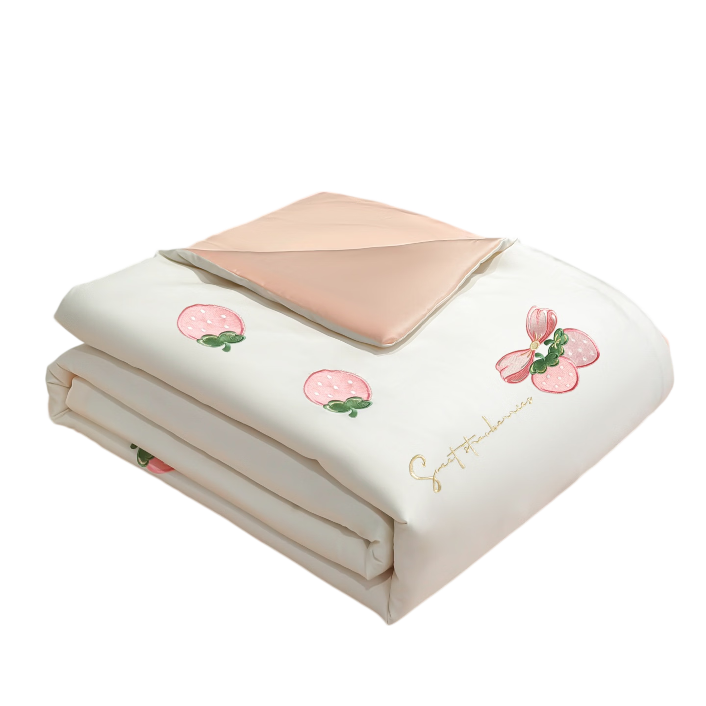 Aiwei Class A Fully Embroidered Washed Ice Silk Summer Quilt Single Summer Cooling Quilt Air Conditioning Thin Quilt Core 150*200cm Pink Berry Light Summer