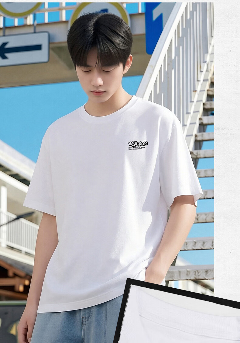 Warrior Pure Cotton Men's Summer Quick-Dry Short Sleeve T-Shirt Running Fitness Crew Neck Loose Casual Breathable Durable Men's Wear 9