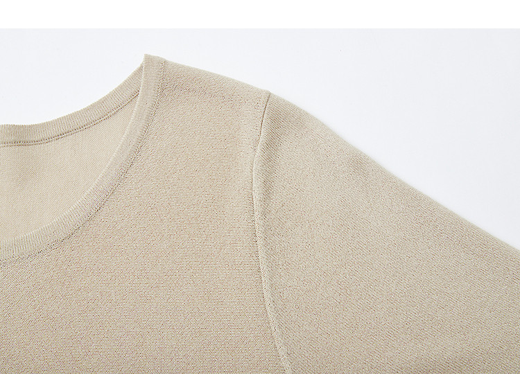 Demana Shiny Daily Summer Fashion Shiny Yarn Round Neck Ruffle Hem Loose Slimming Knit Sweater for Women High-End Feel 16