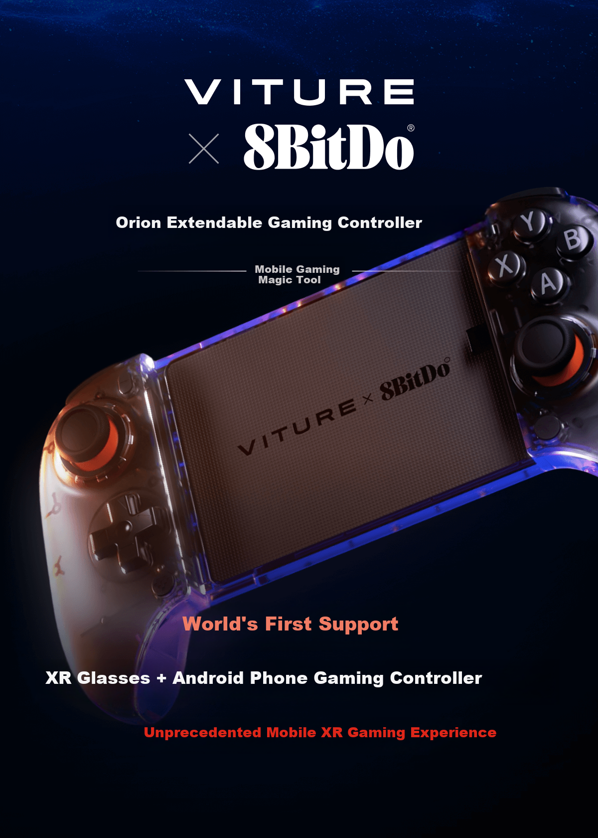 VITURE x 8BitDo AR Glasses Dedicated Mobile Game Controller Reclining Win Gamepad Streaming Genshin Impact Honkai: Star Rail Compatible with Android 1
