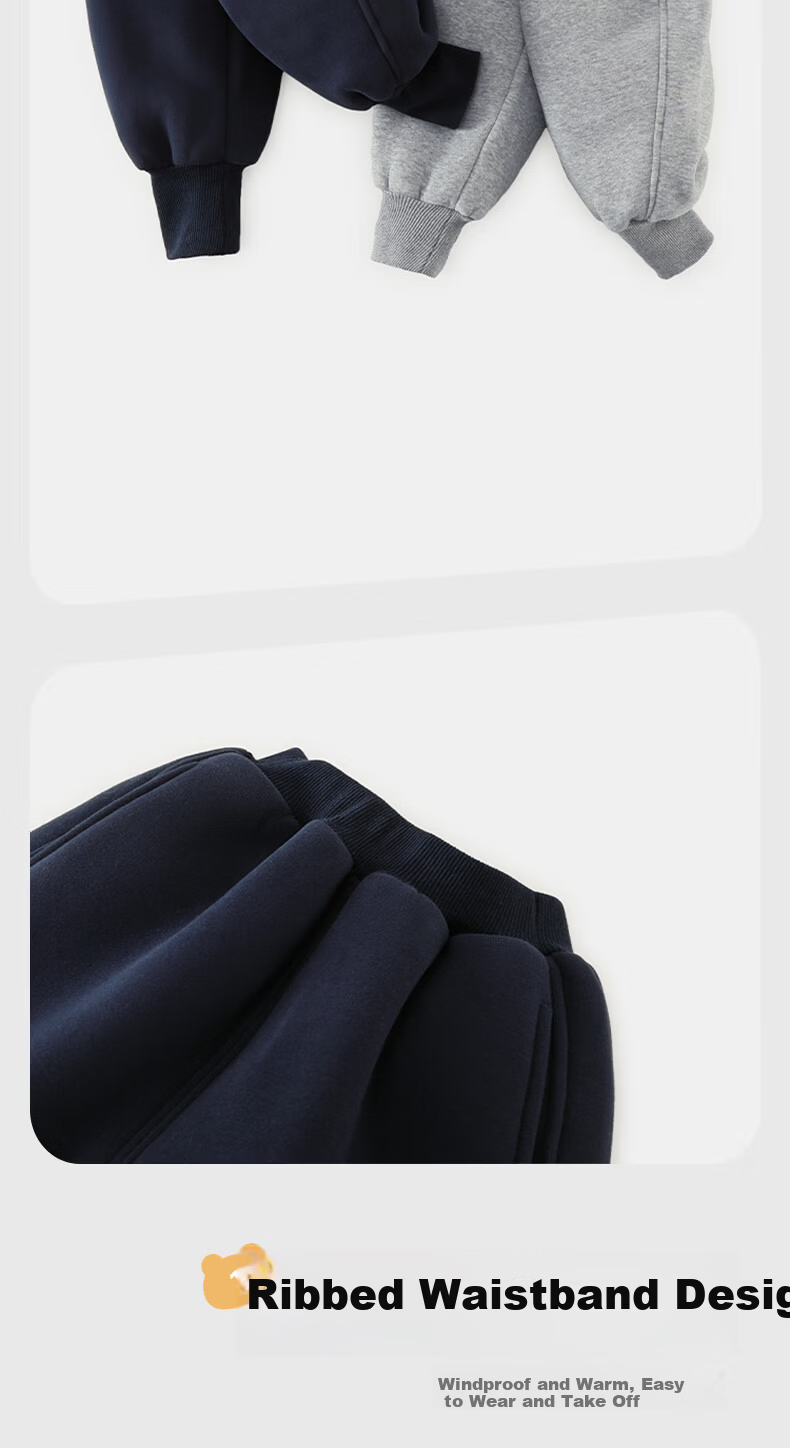 Qiqi Bear [Integrated Alpaca Wool] Boys' Fleece-Lined Thickened Pants Children's Sports Pants Autumn Winter Boys' Sweatpants 14