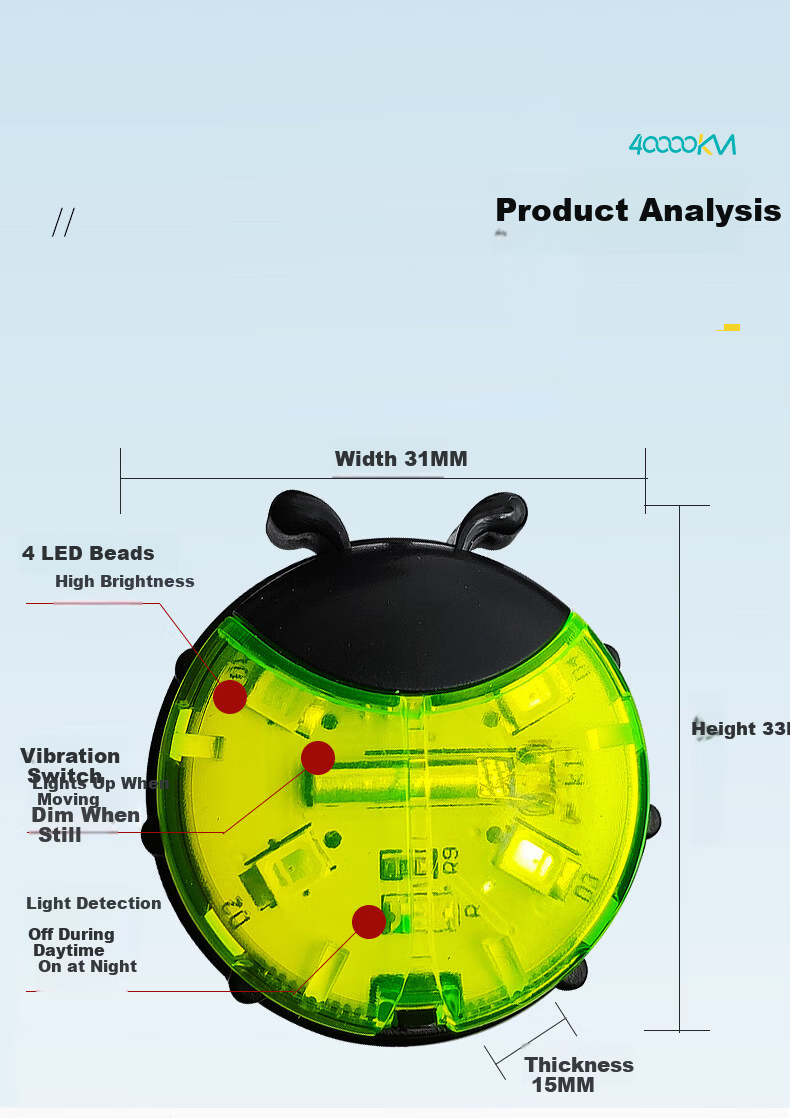 40,000 KM Smart Kids Balance Bike Hub Light Scooter Tail Light Fire Wheel Integrated Wheel Light 3-Pack 4