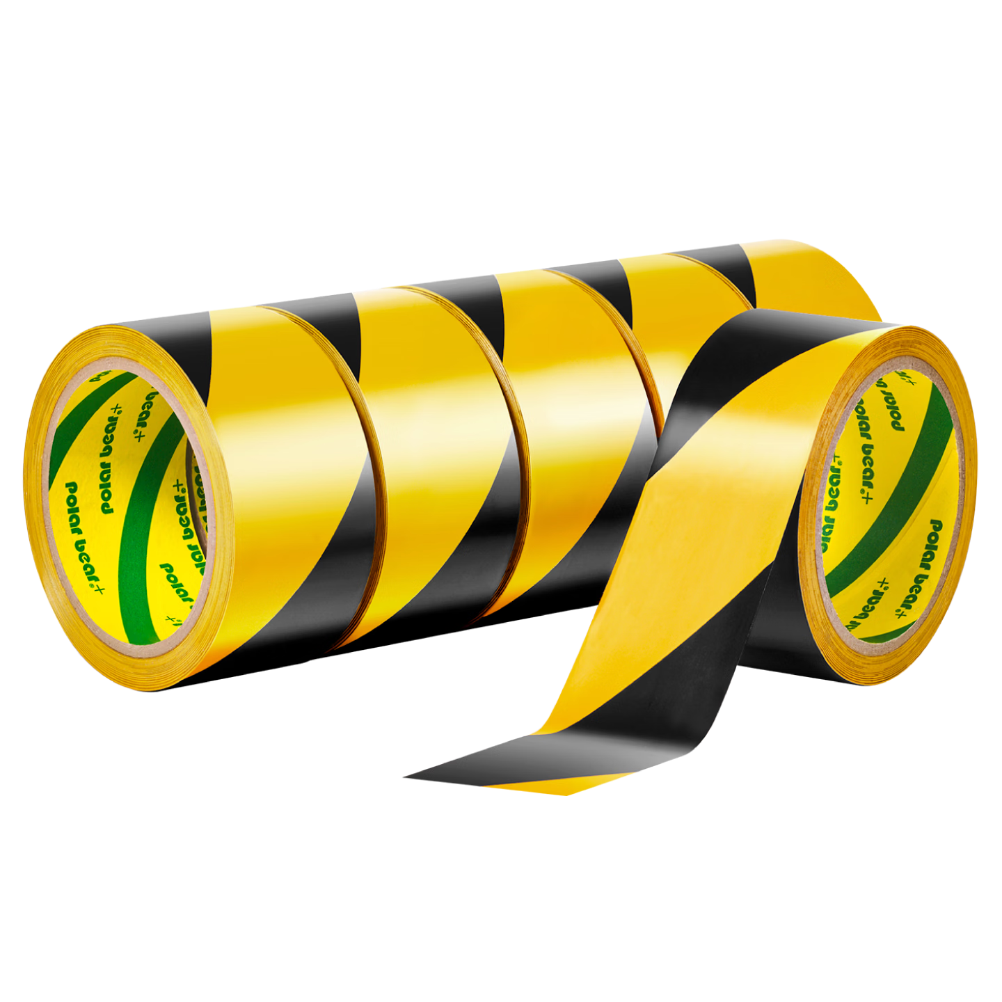 Polar Bear A+ Series Thickened PVC Yellow And Black Safety Warning Tape 48mm*20y 6 Rolls Windproof Waterproof Ground Marking Caution Tape Factory Floor 5S Positioning PVC-482YB