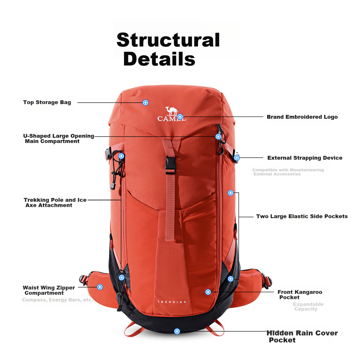 CAMEL King Armor Large Capacity Outdoor Camera Hiking Backpack Mountaineering Travel Backpack 16