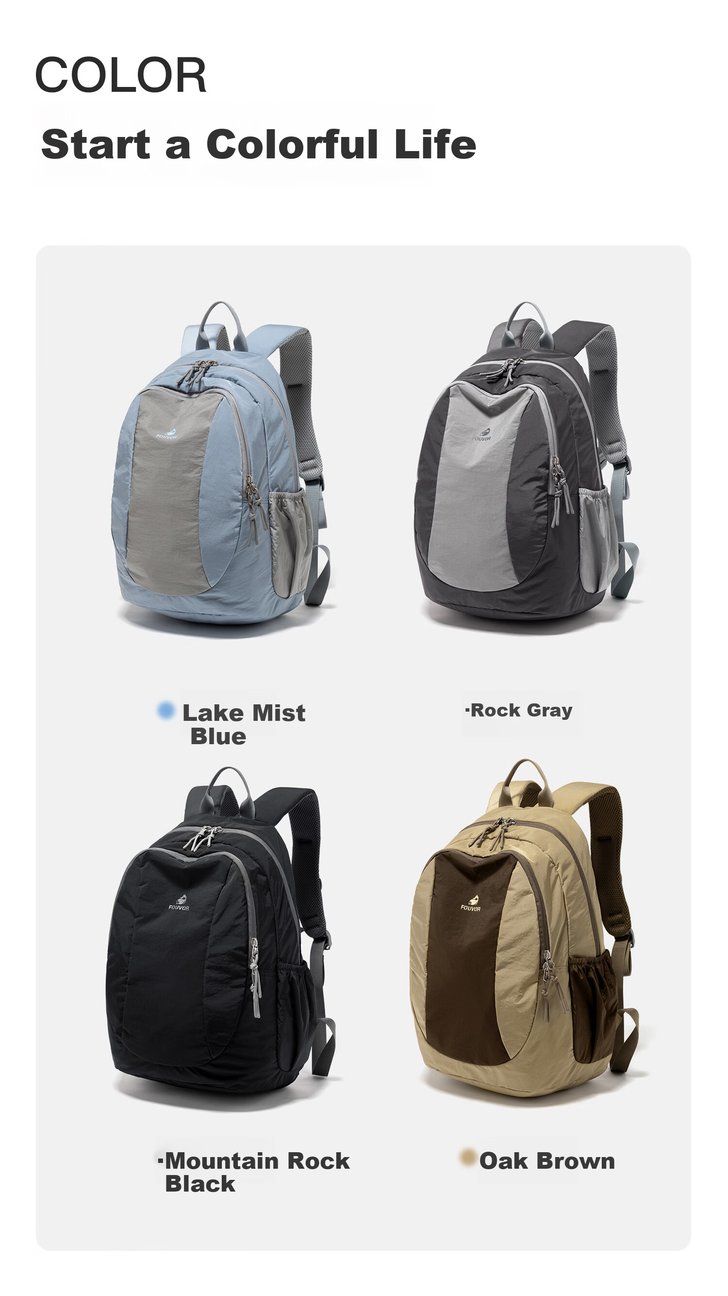 FOUVOR Outdoor Lightweight Hiking Backpack for Women Sports Travel School Bag Trekking Climbing Backpack Travel Double Shoulder Bag Mountain Rock Black 6