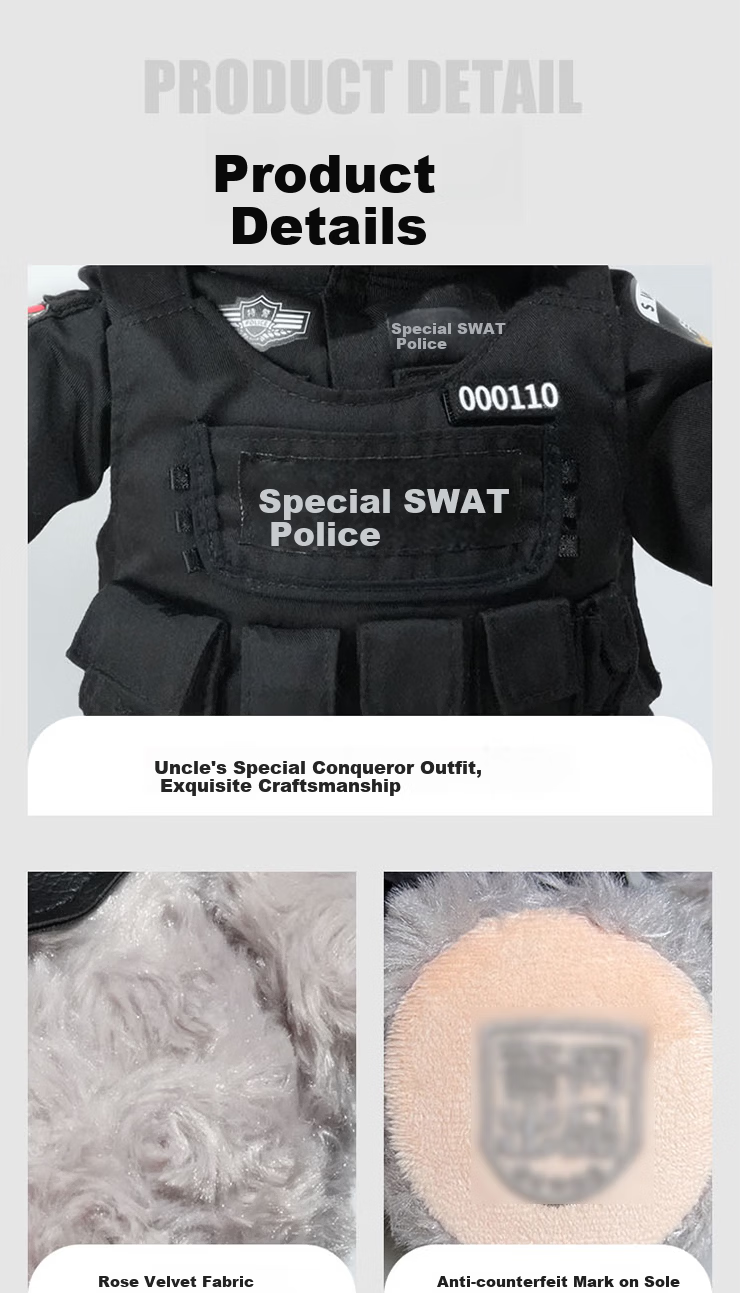 JWCP SWAT Bear Plush 32cm Gift Box Art Doll Police Teddy Bear Birthday Gift [Police Network Preferred] 7