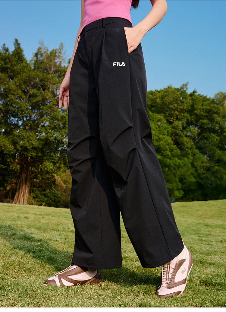 FILA Official Women's Woven Long Pants 2026 Summer New Moisture-Wicking Quick-Dry Sun-Protective Cargo Pants 2