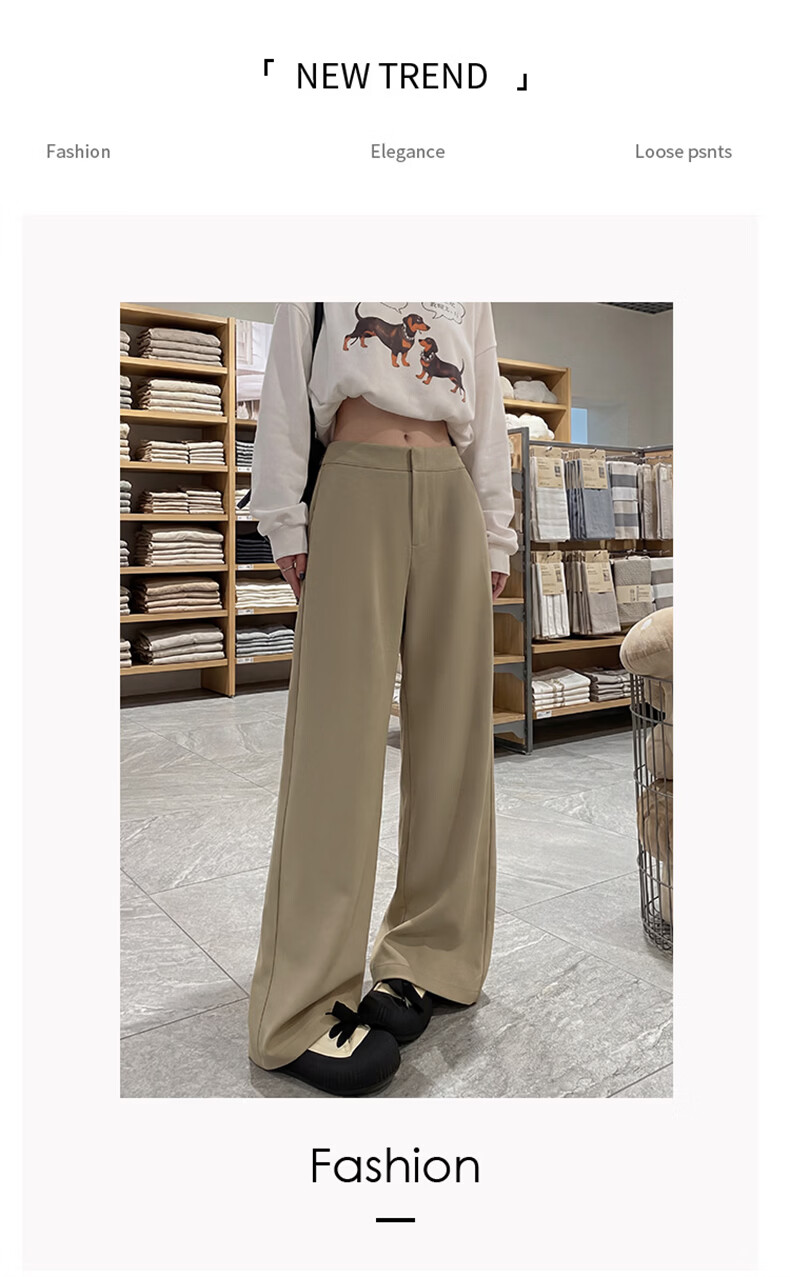 Langsha Women's Suit Pants 2026 Spring Autumn New High-End Commuter Casual High-Waist Straight Slimming Vintage Wide-Leg Pants 1