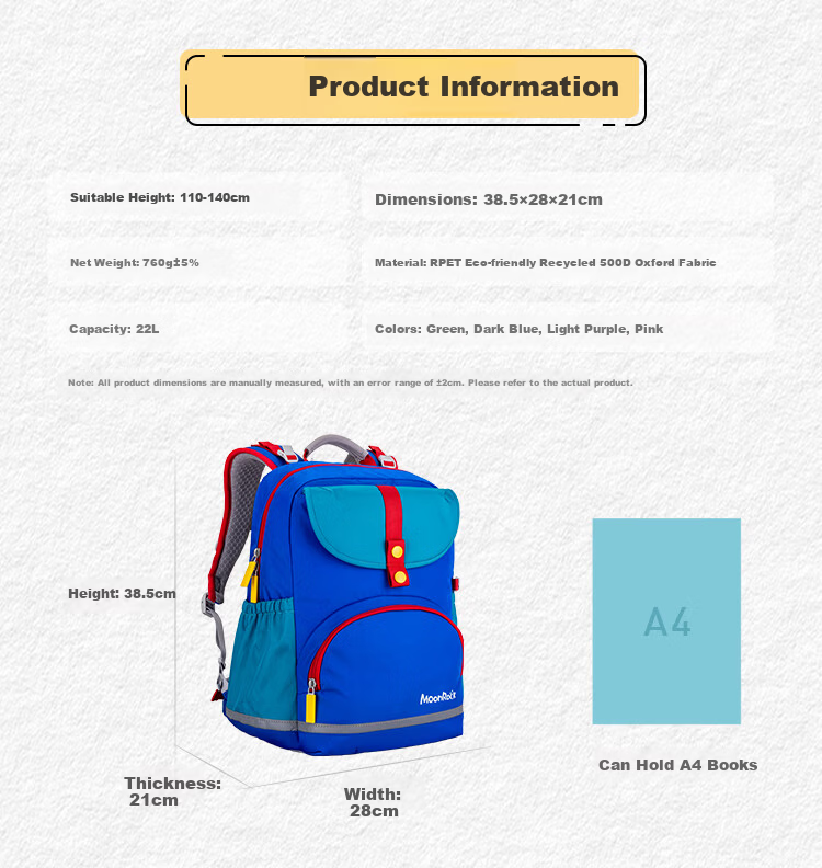 MoonRock Elementary School Backpack for Grades 1-3 Kids Unisex Ergonomic Lightweight Bag Light Purple 8