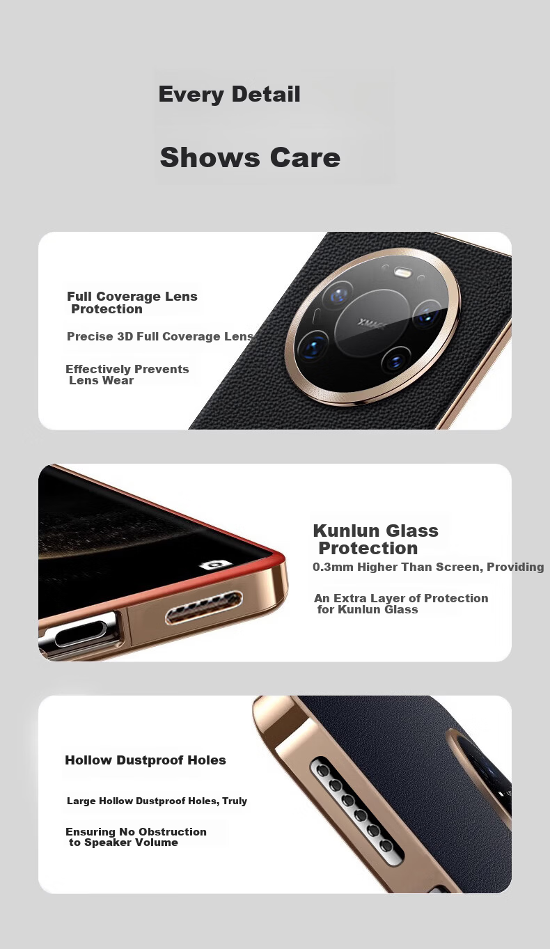Xuanka [Gilded Genuine Leather with Lens Film] Huawei Mate80 Phone Case Mate80 Pro Protective Cover Matte Leather Electroplated Lens Full Coverage Ultra-Thin Shockproof Unisex 5