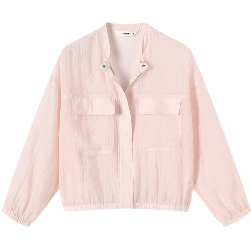 TonLion 2026 New Summer Women's Short Round Neck Cardigan Pink Korean Loose Casual Style