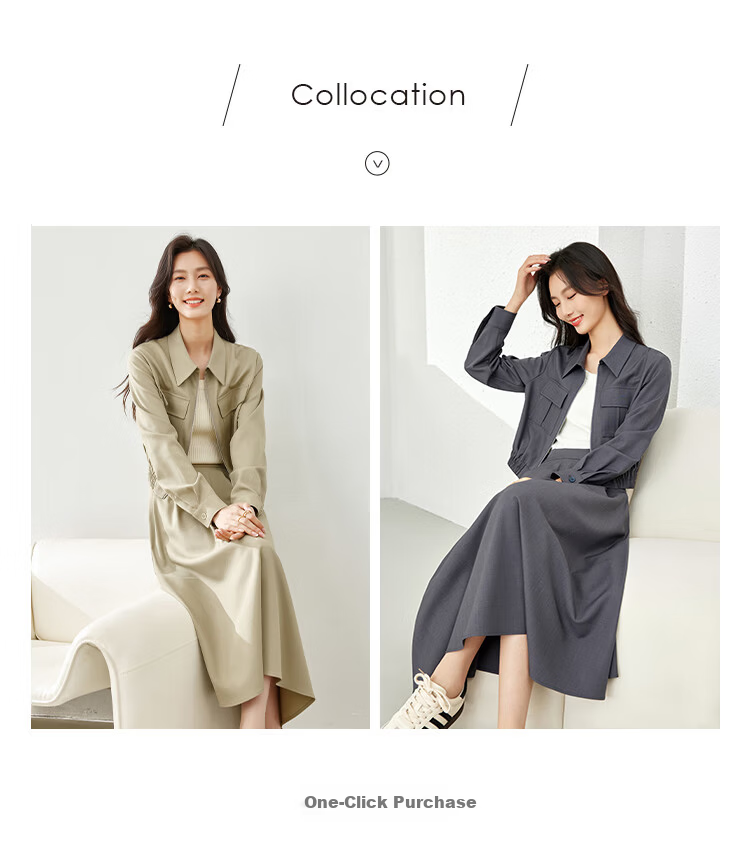 Vimly Women's Stylish Two-Piece Dress Set Spring New Elegant High-Quality Top Gray M 8