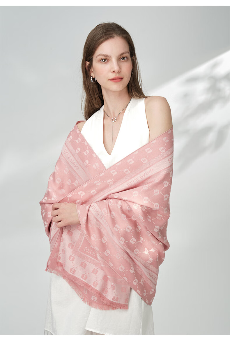 ELLE Women's Summer Office Air-Conditioned Room Warmth Shawl with Mulberry Silk Large Size Gift Box Scarf 27