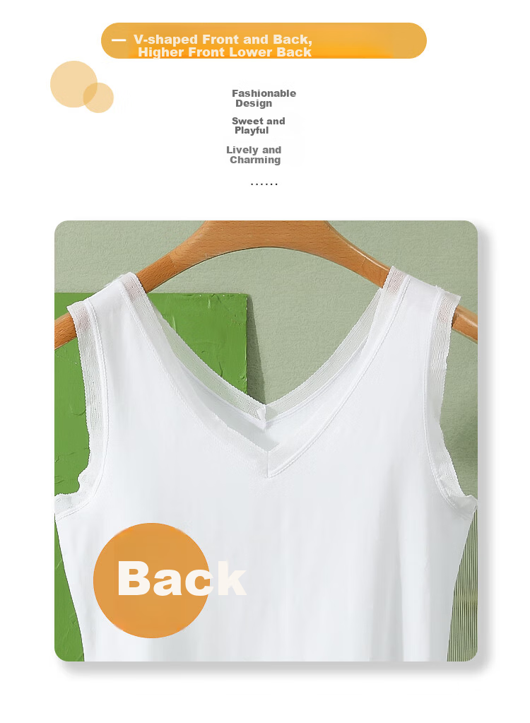 Hodo Women's Cotton-Spandex Stretch Breathable Lace Trim V-Neck Simple Tank Top Summer New Arrival 9