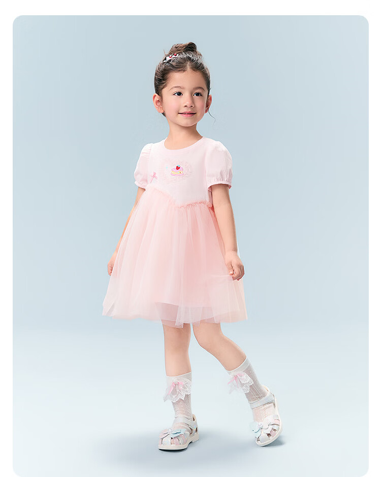 Balabala Girls' Dress Children's Mesh Dress Bowknot Princess Dress Summer 2026 Newborn Baby Dress 18
