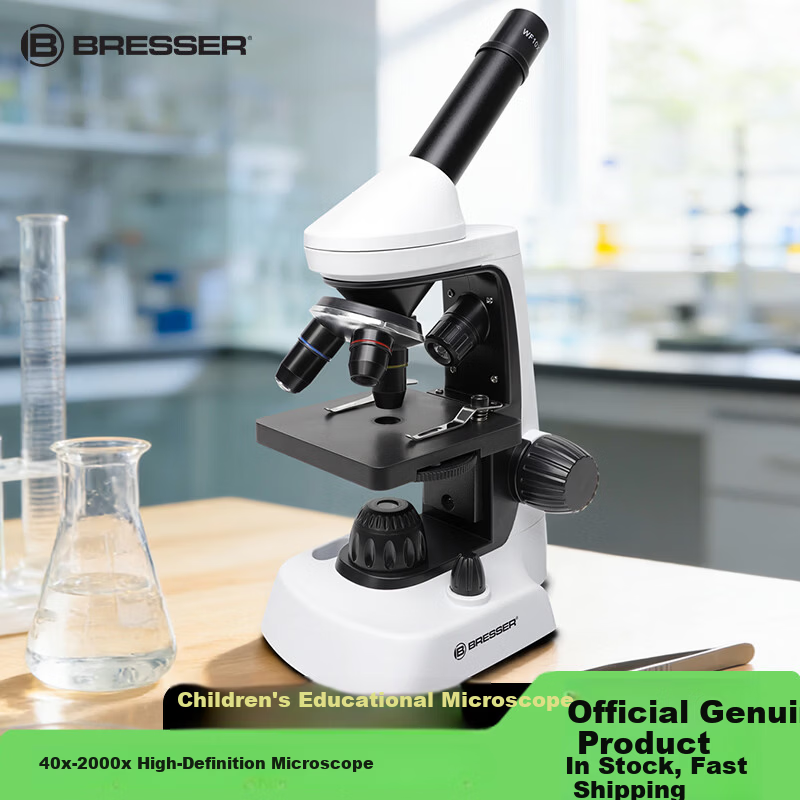 Bresser Microscope Children's Biological Experiment Stereoscopic Optical Set 2000x HD Magnification