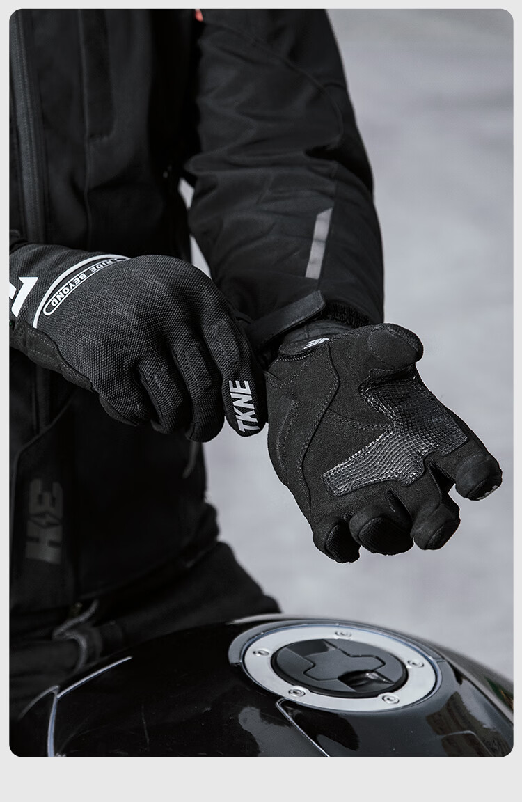 TKNE Summer Motorcycle Gloves Thin Off-Road Riding Anti-Fall Breathable Touchscreen Protective Rider Gear Black L 15