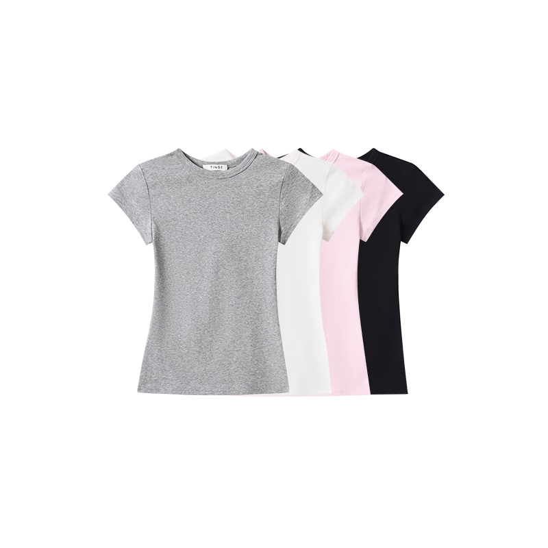 TINGE Dopamine T-Shirt Slim Fit Crew Neck Sports Short Sleeve Women's Spring Summer Layering 2026 New M Size