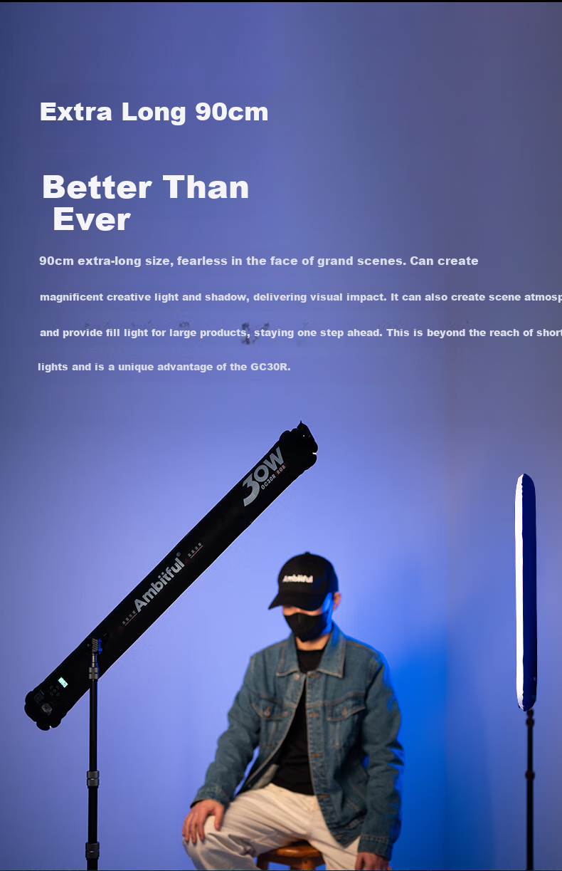 AMBITFUL ZhiJie GCA30C Air Column Light Dual Color Temperature RGB Video Photography Fill Light Live Streaming Wedding Camping Portable Soft Light Outdoor Live Streaming Light 8